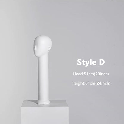 DE-LIANG Long Neck Mannequin Head with Face Features – Fiberglass Hat Wig Scarf Display