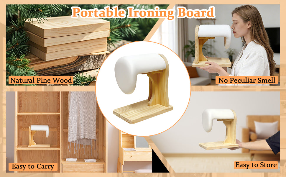 DE-LIANG Shoulder Ironing Board – Sleeve Press with Pine Wood Base & Cotton Cover