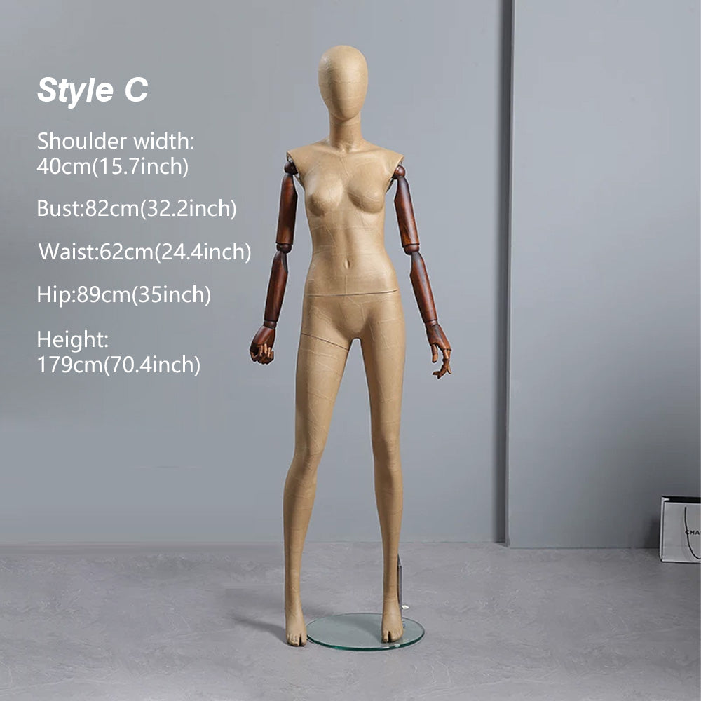 DE-LIANG Vintage Kraft Paper Mannequin - Full Body Male Female Clothing Display