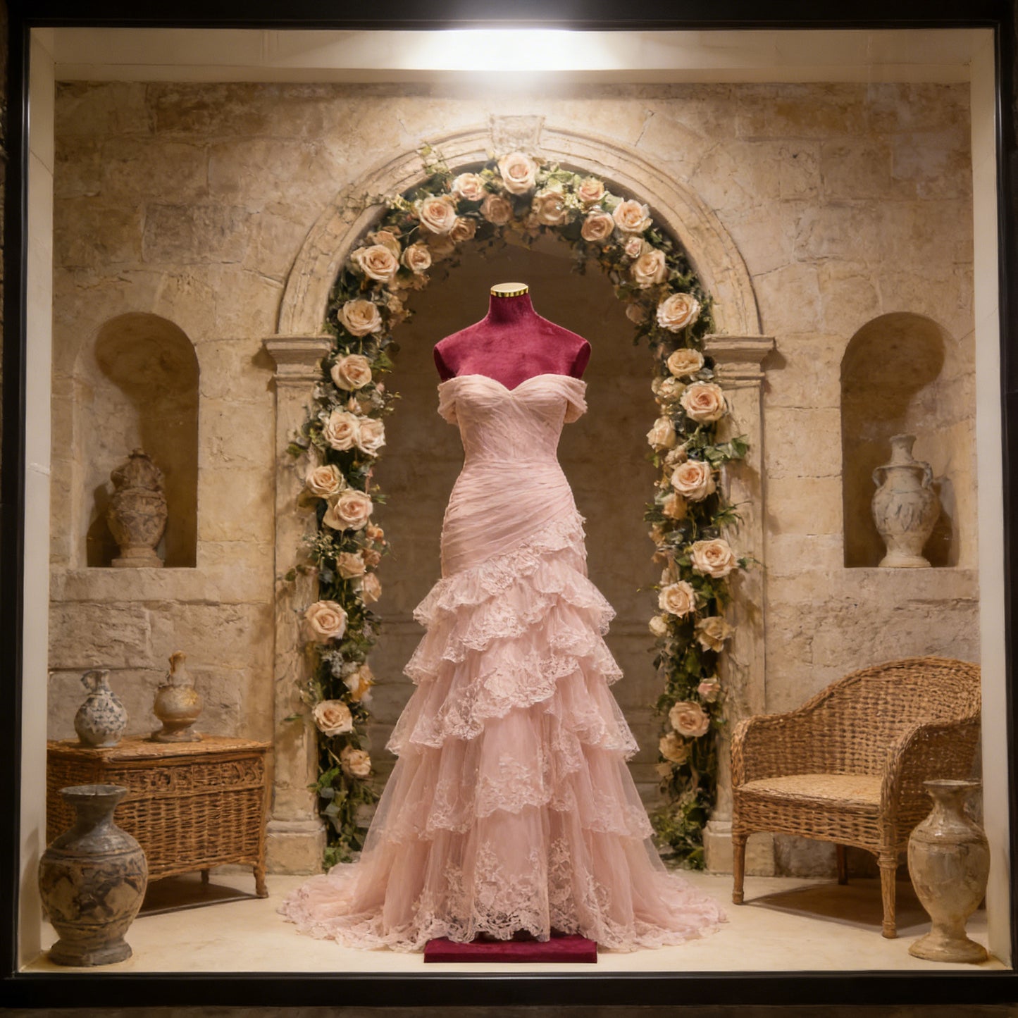 DE-LIANG Burgundy Suede Female Mannequin - Full Body Dress Form for Bridal Boutique