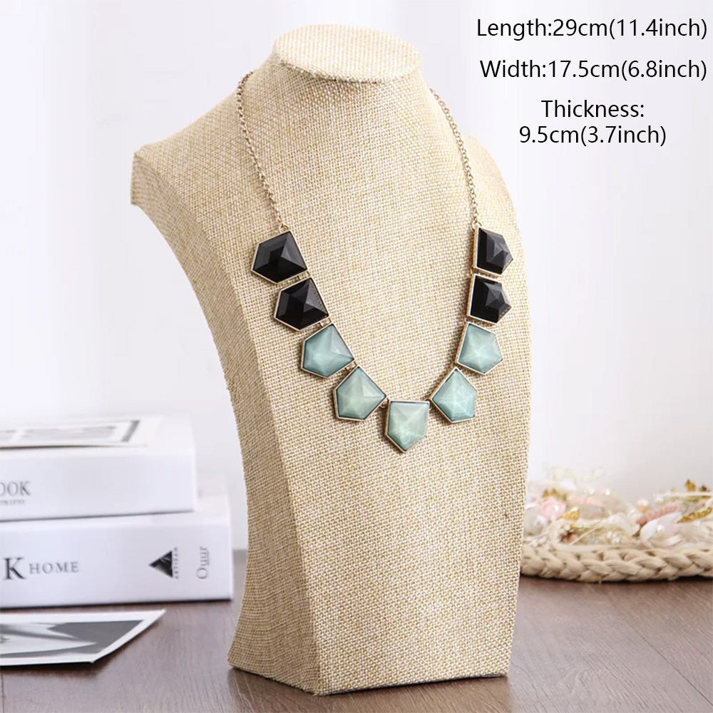 DE-LIANG Burlap Neck Mannequin Stand – Jewelry Necklace & Pendant Display Holder