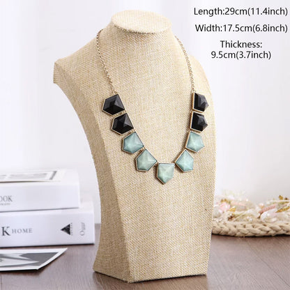 DE-LIANG Burlap Neck Mannequin Stand – Jewelry Necklace & Pendant Display Holder