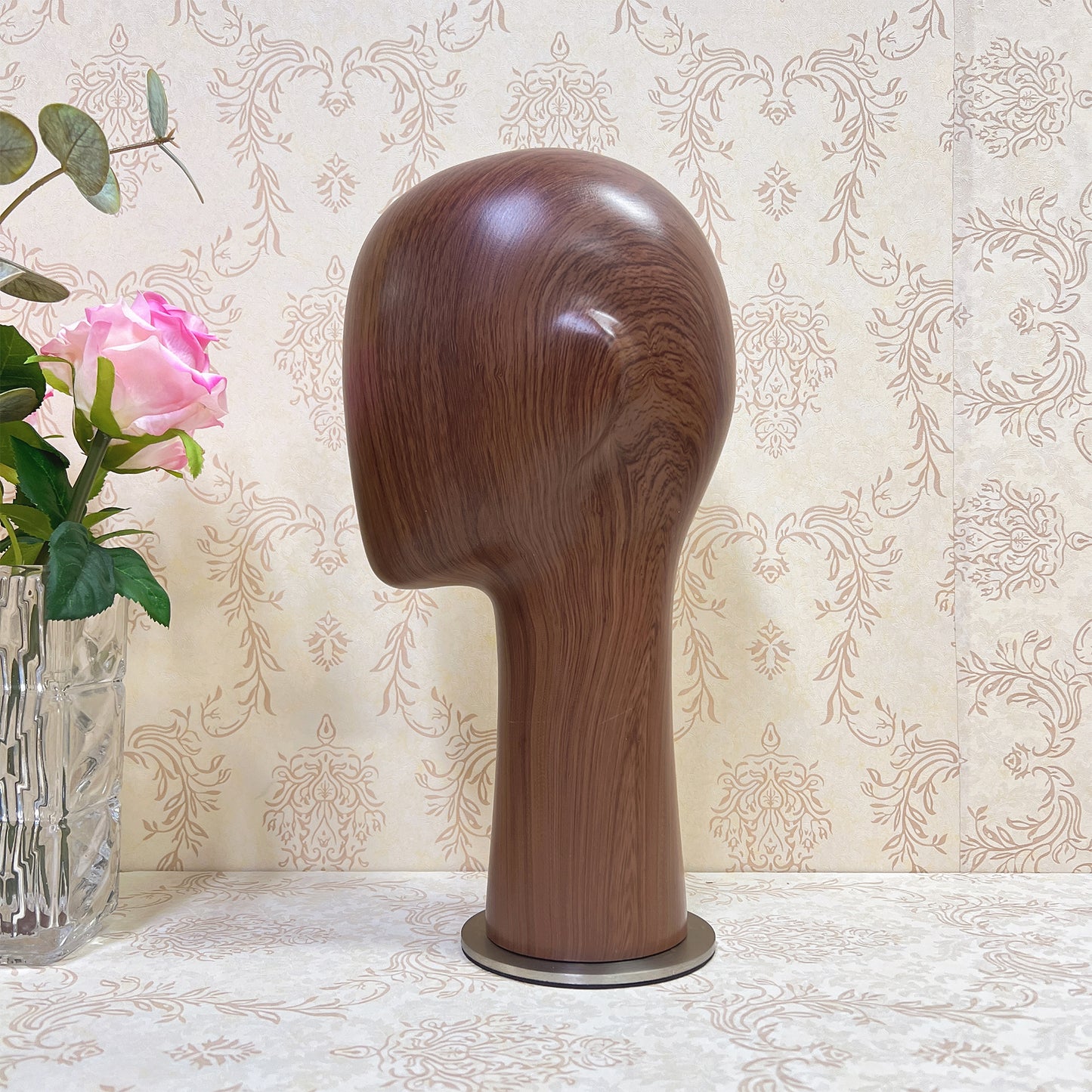 Brown Plastic FiBerglass Mannequin Head, Hat Head Dummy, Wig Display Head model ,Water Transfer Wooden Head Effect, Display Organization Head Model for Home