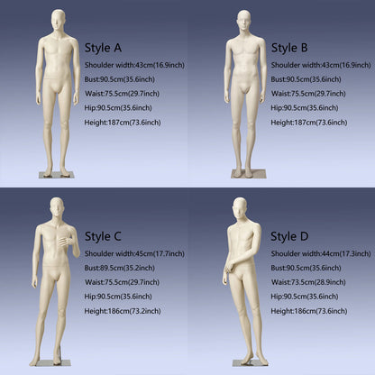 DE-LIANG Realistic Male Full-Body Mannequin,Beige White Standing & Sitting Pose Display Manikin with Base for Retail, Fashion Stores & Exhibitions DL0167