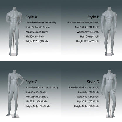 DE-LIANG Male Full Body Mannequin | White & Grey Sports Mannequin for Gym & Athletic Apparel | Running & Sportswear Display