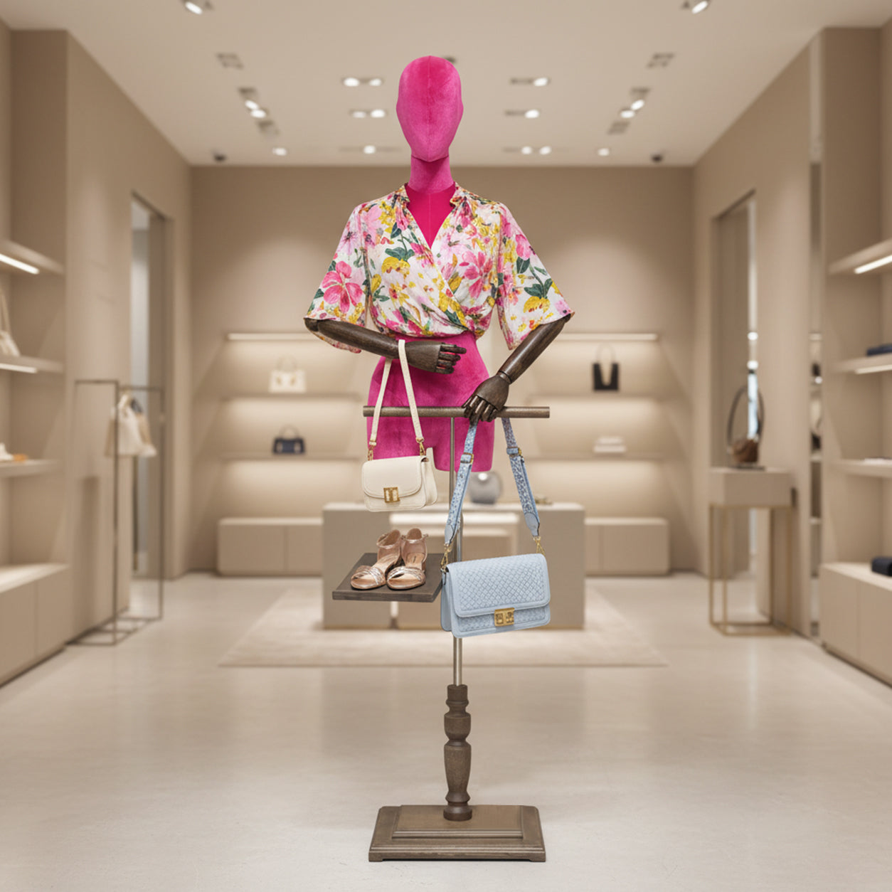 DE-LIANG Velvet Half Body Mannequin for Clothing Boutique & Retail Display | 4 Colors