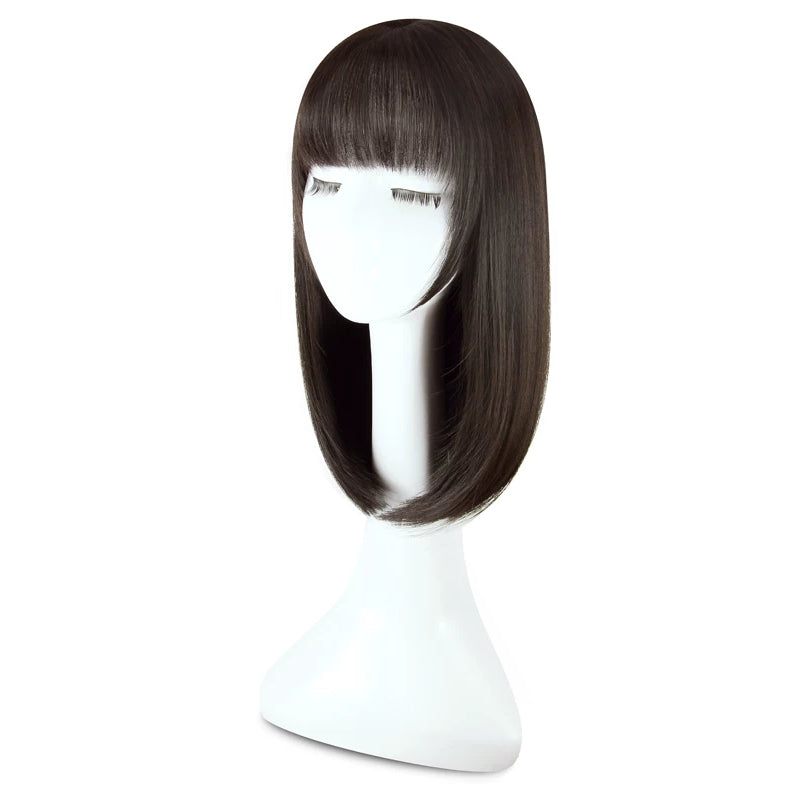 Women's Medium Length Straight Wig with Natural Air Bangs | Collarbone Length Full Head Wig