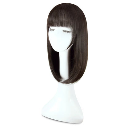 Women's Medium Length Straight Wig with Natural Air Bangs | Collarbone Length Full Head Wig
