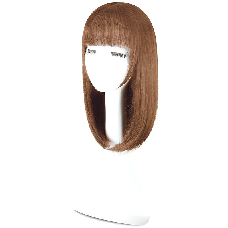 Women's Medium Length Straight Wig with Natural Air Bangs | Collarbone Length Full Head Wig