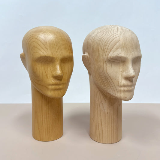 DE-LIANG Deluxe Wooden Mannequin – Male Beech Wood Display Figures with Realistic Head/Nose/Mouth