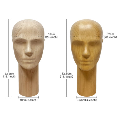DE-LIANG Deluxe Wooden Mannequin – Male Beech Wood Display Figures with Realistic Head/Nose/Mouth