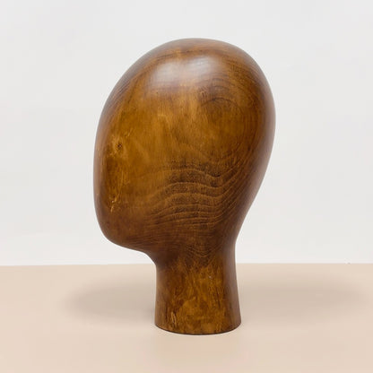 DE-LIANG Beech Wooden Mannequin Head – Vintage Solid Wood Display Stand for Hats & Accessories