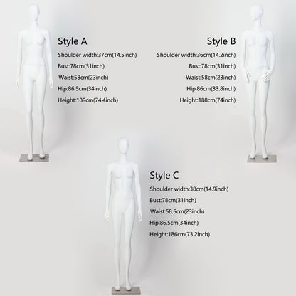 DE-LIANG Female Full Body Dress Form – Detachable Torso Mannequin in Standing Pose