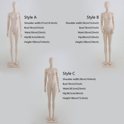 DE-LIANG Female Full Body Dress Form – Detachable Torso Mannequin in Standing Pose