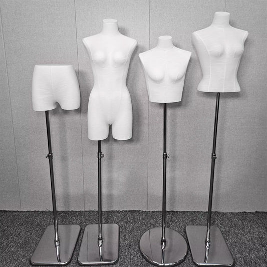 DE-LIANG Lingerie Display Bust Mannequin – White Fabric Female Torso Stand