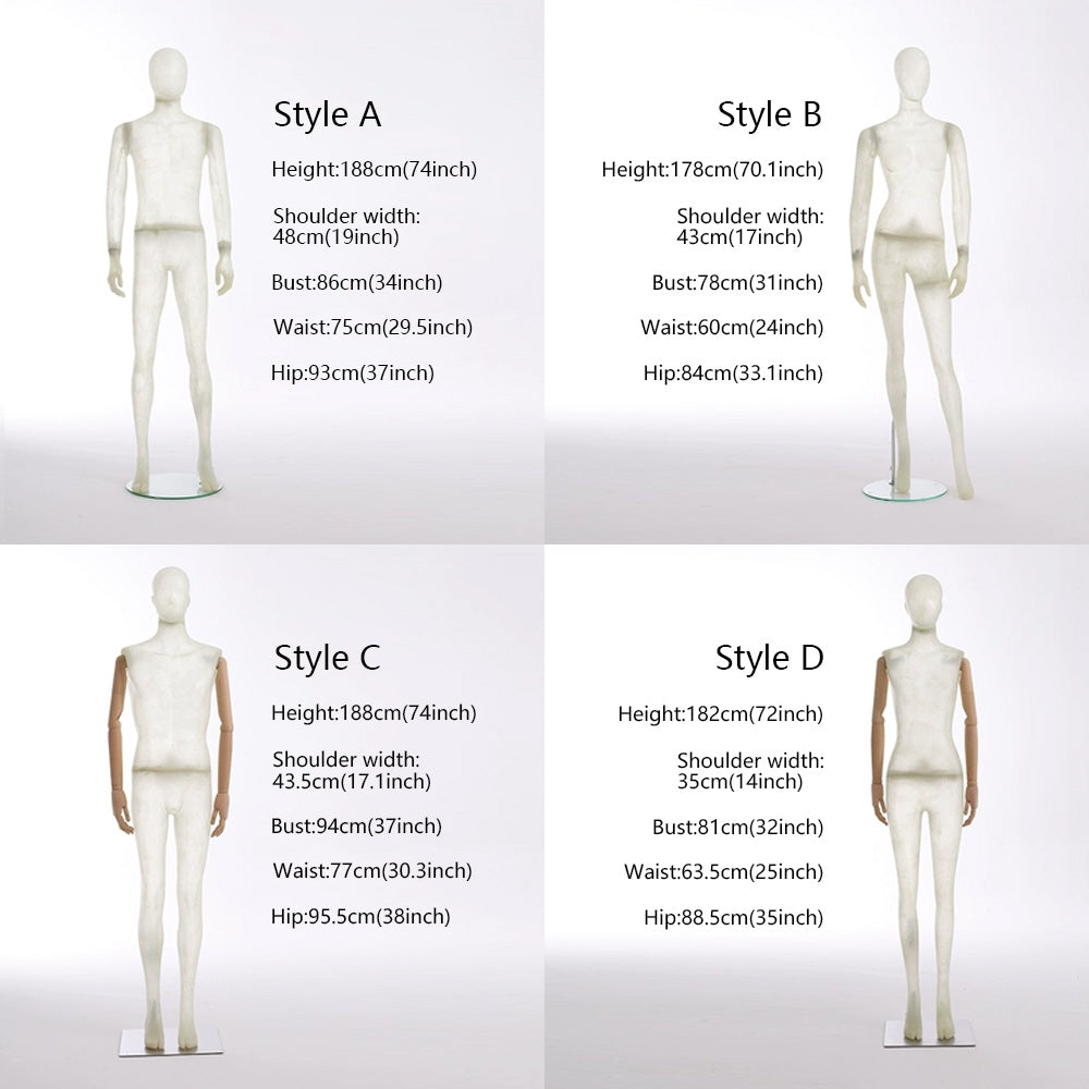 DE-LIANG Creativity Female/Male Full Body Transparency Mannequin，Standing With Hands and Head Full Body Mannequin Display Props For Window Display DE-LIANG