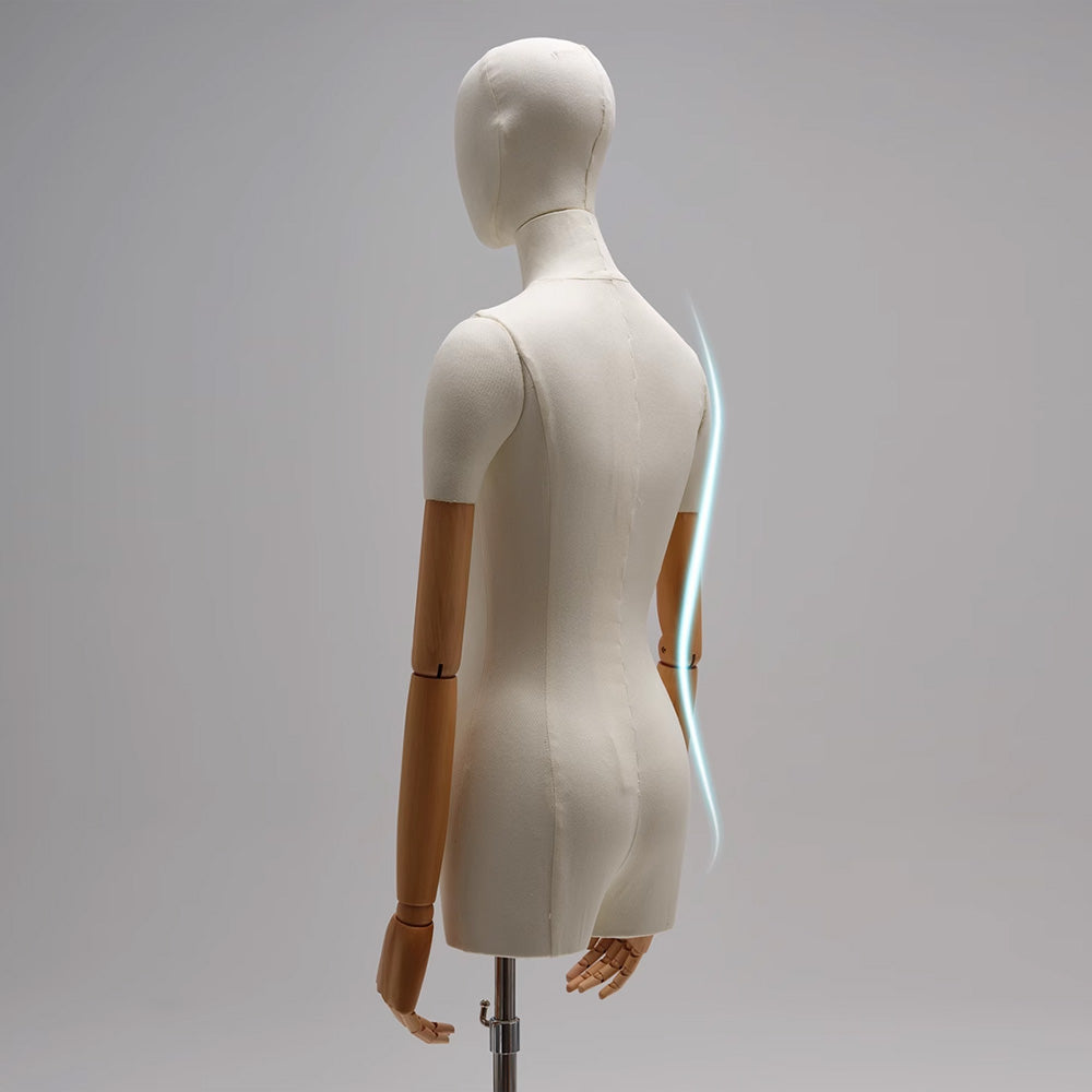 Mannequin de vitrine en velours à demi-corps féminin DE-LIANG, buste féminin avec bras en bois, mannequin de vitrine DL0040