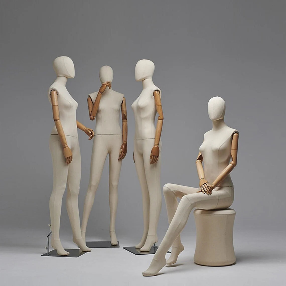 DE-LIANG Full Body Mannequin – Male & Female Dress Form with Wooden Arms