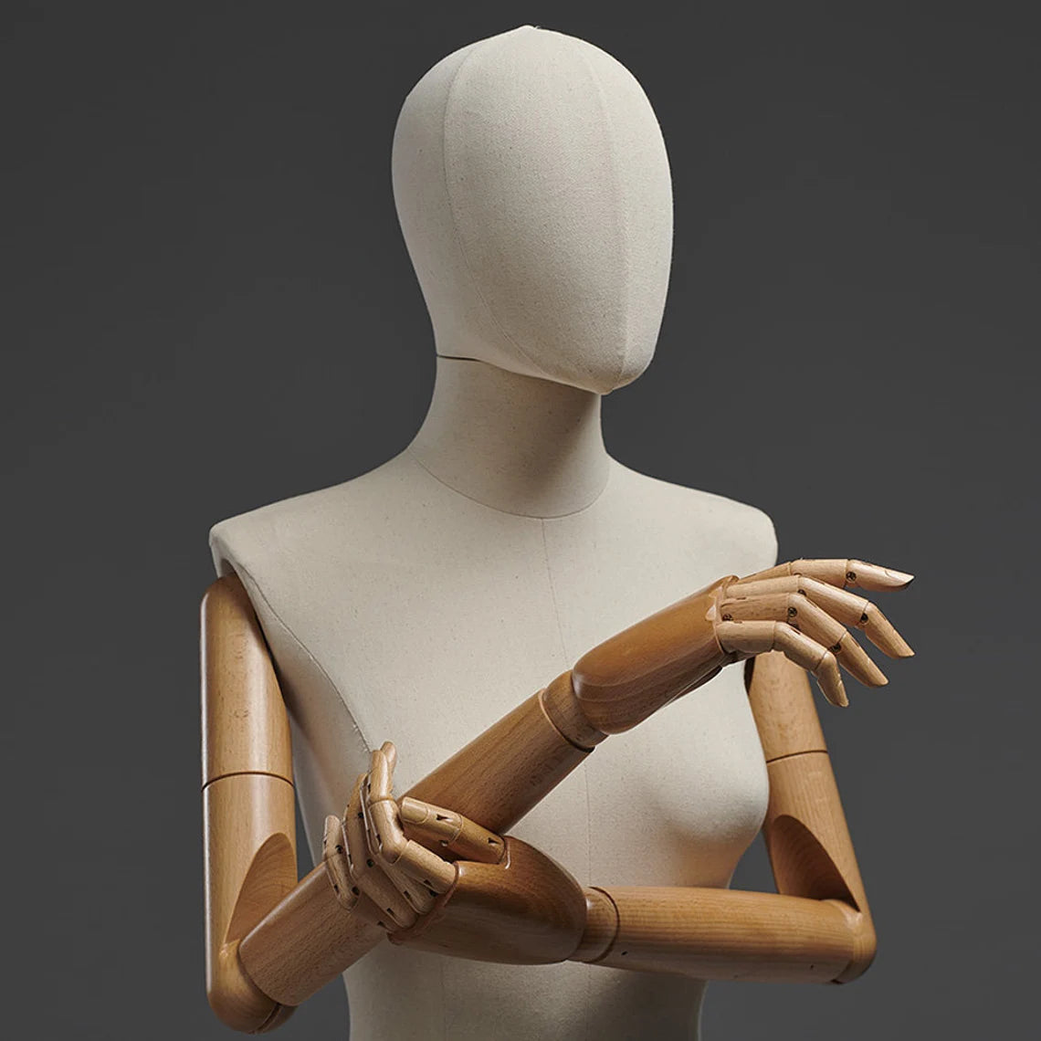DE-LIANG Full Body Mannequin – Male & Female Dress Form with Wooden Arms