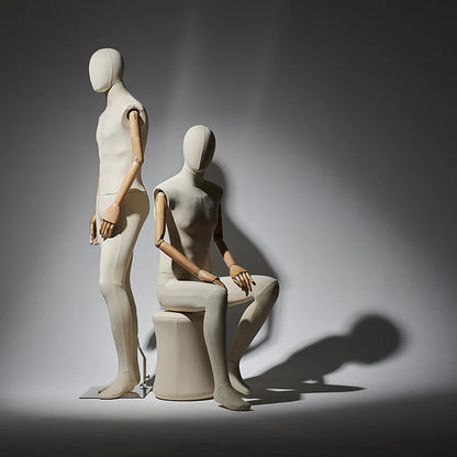 DE-LIANG Full Body Mannequin – Male & Female Dress Form with Wooden Arms