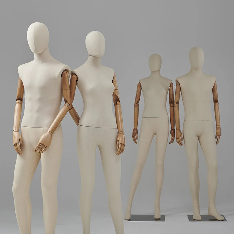 DE-LIANG Full Body Mannequin – Male & Female Dress Form with Wooden Arms