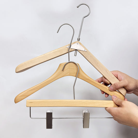 DE-LIANG Natural Wooden Clothes Hangers – 50 Durable, Eco-Friendly Hangers for Suits/Jackets/Dresses