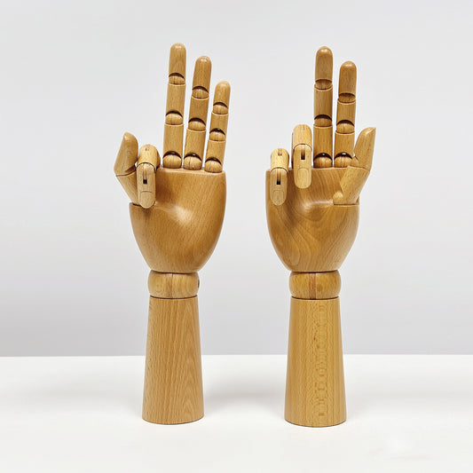 DE-LIANG Wooden Articulated Hand Mannequin – Flexible Wooden Display Hand for Jewelry/Rings/Artistic Styling