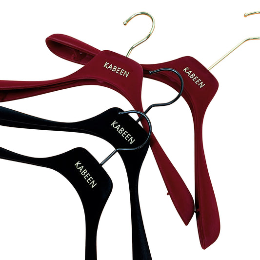 DE LIANG 50-Pack Premium Flocking Hangers - Anti-Slip Custom Logo Hangers (Heavy-Duty ABS) for Boutique & Retail