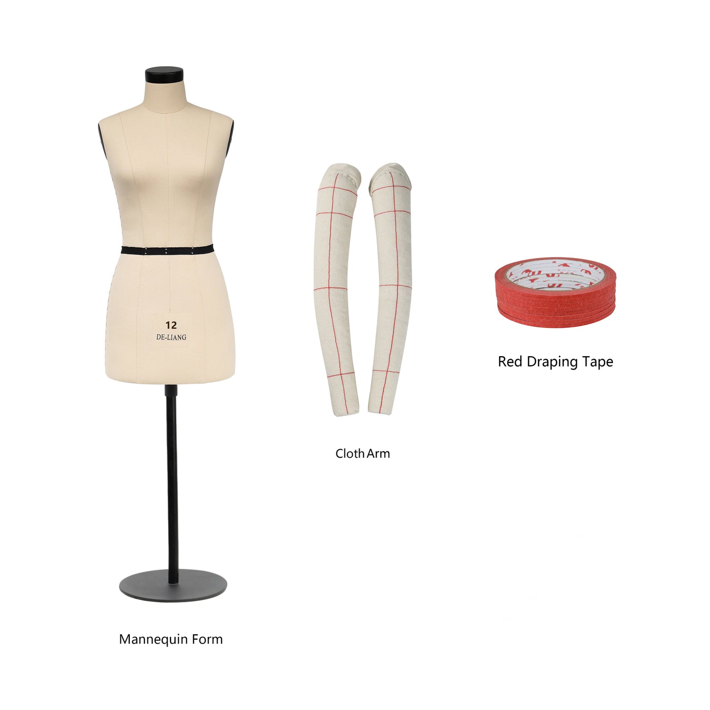 DE-LIANG Size 6-8-10-12-14-16 Half scale dress form, mini sewing tailor mannequin, female dressmaker dummy