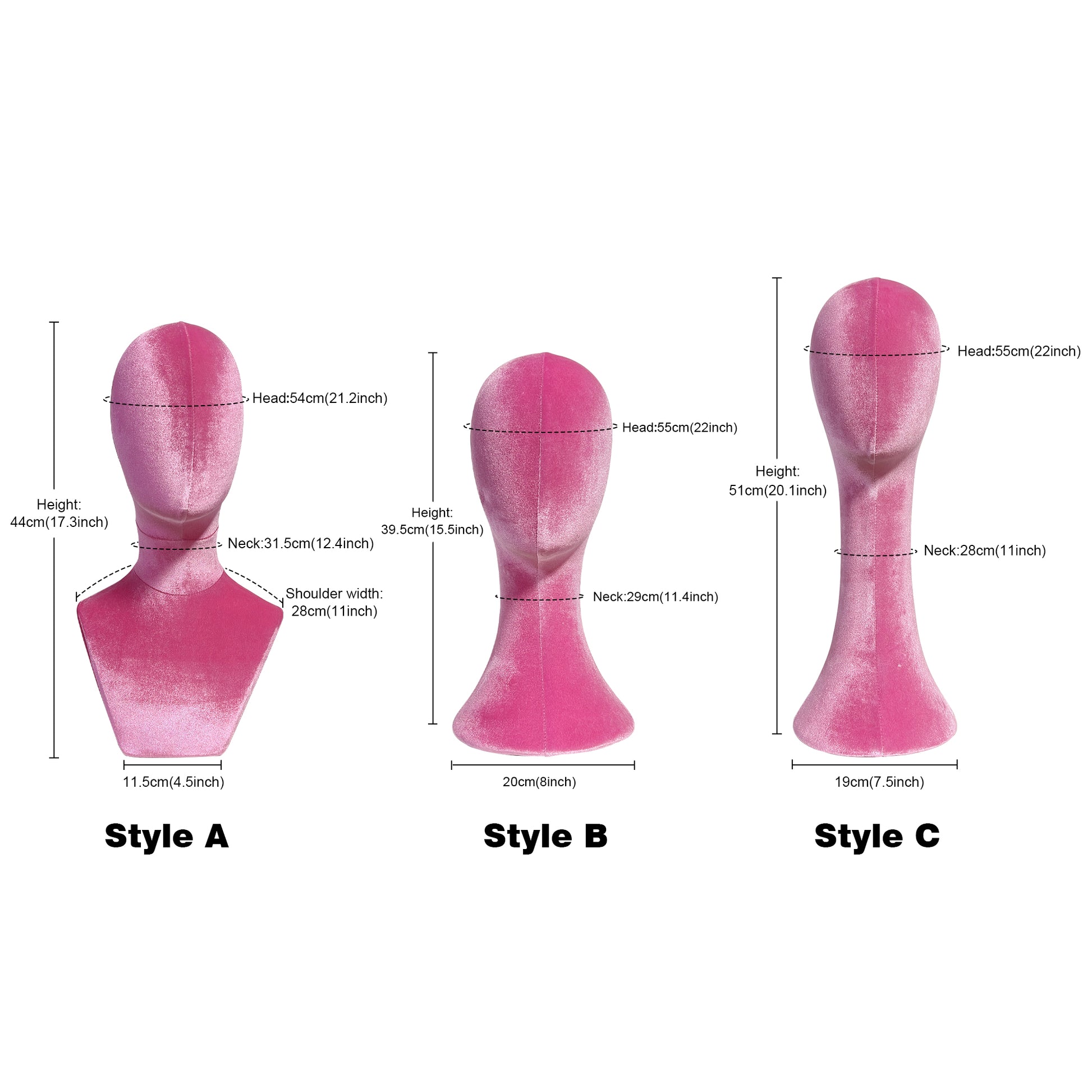Deliang Luxury Pink Velvet Cloth Head Mannequin Pinnable Display for Hats & Wigs DE-LIANG Dress Forms Deliang Luxury Pink Velvet Cloth Head Mannequin Pinnable Display for Hats & Wigs DE-LIANG Dress Forms