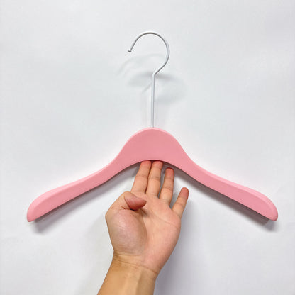 Matt Pink Wooden Hanger, Luxu Wedding Dress Bridal Shirt Coat Dress and Pant Trouser Bottom Clip Hanger With Long White Hook,50pcs per pack - De-Liang Dress Forms