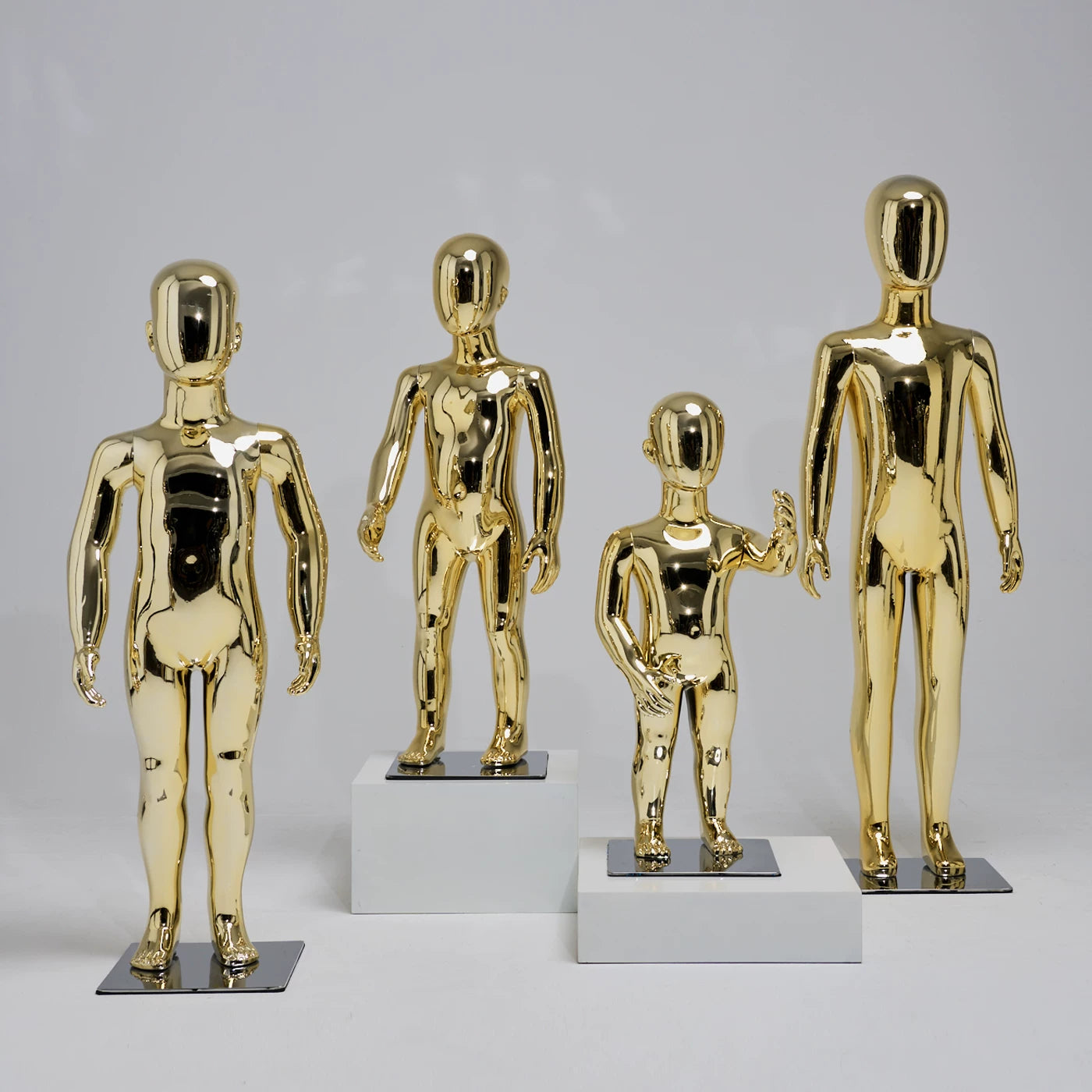 DE-LIANG Full Body Child & Teen Mannequin – Electroplated Display Dummy for Clothing Store Window