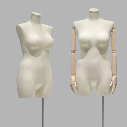 DE-LIANG Premium Plus Size Female Display Mannequin | Professional Curvy Dress Form with Flexible Articulated Wood Arms