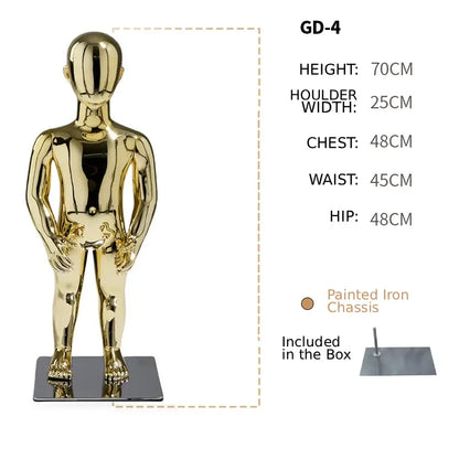 DE-LIANG Full Body Child & Teen Mannequin – Electroplated Display Dummy for Clothing Store Window
