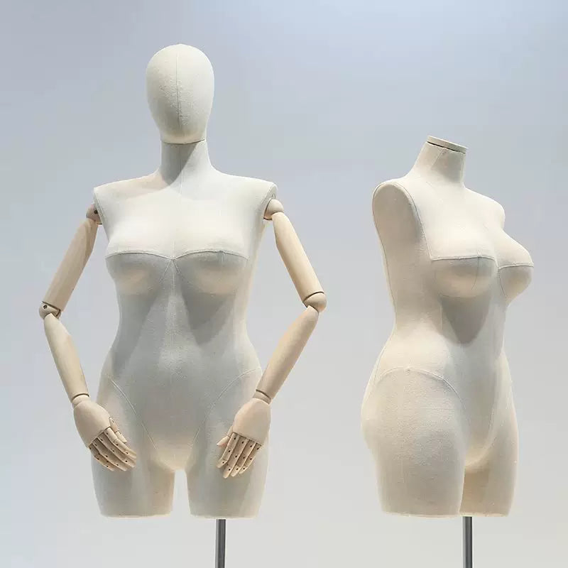 Plus-size-female-mannequin-Suede-torso-front-view