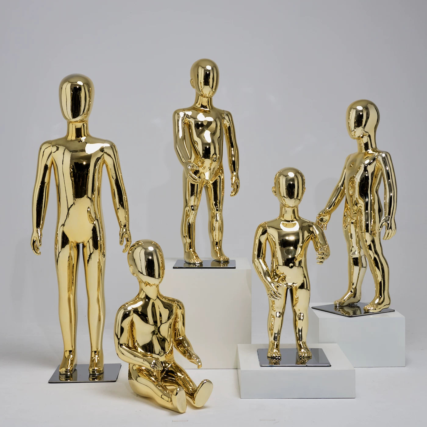 DE-LIANG Full Body Child & Teen Mannequin – Electroplated Display Dummy for Clothing Store Window