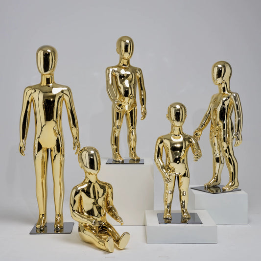 DE-LIANG Full Body Child & Teen Mannequin – Electroplated Display Dummy for Clothing Store Window