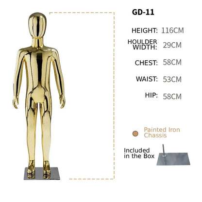 DE-LIANG Full Body Child & Teen Mannequin – Electroplated Display Dummy for Clothing Store Window
