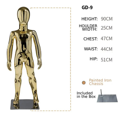 DE-LIANG Full Body Child & Teen Mannequin – Electroplated Display Dummy for Clothing Store Window