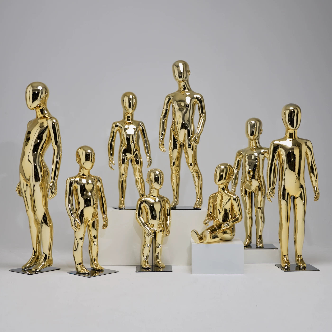 DE-LIANG Full Body Child & Teen Mannequin – Electroplated Display Dummy for Clothing Store Window