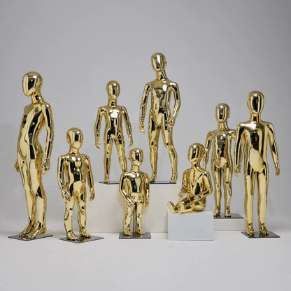 DE-LIANG Full Body Child & Teen Mannequin – Electroplated Display Dummy for Clothing Store Window