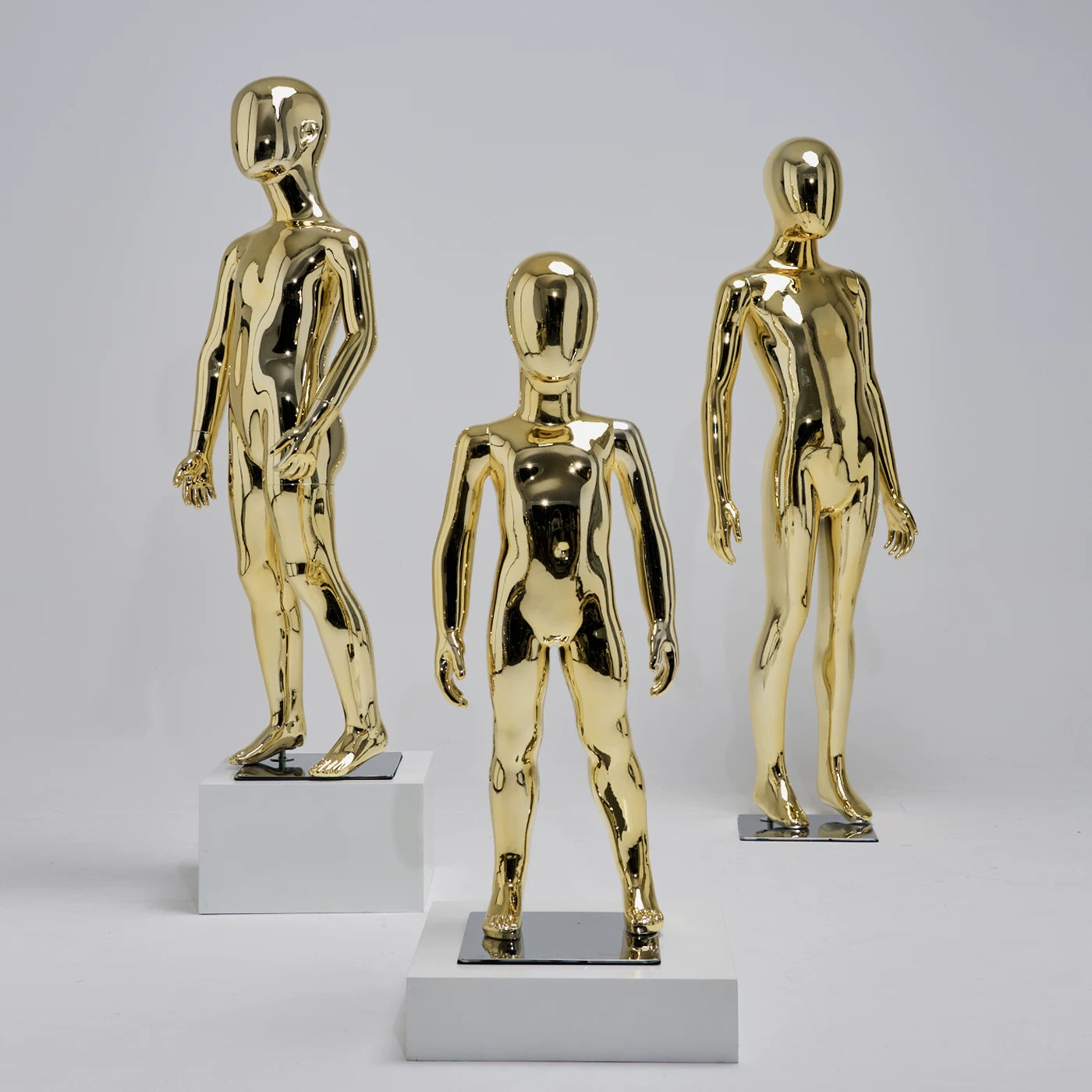 DE-LIANG Full Body Child & Teen Mannequin – Electroplated Display Dummy for Clothing Store Window