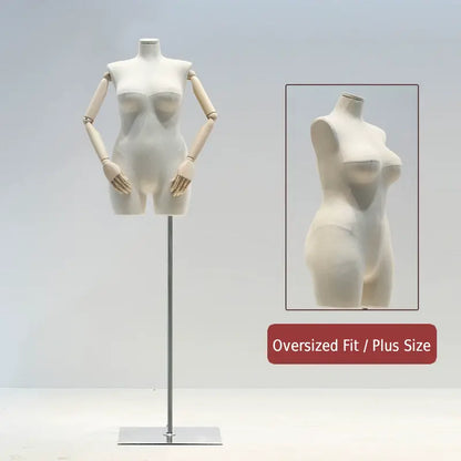 DE-LIANG Premium Plus Size Female Display Mannequin | Professional Curvy Dress Form with Flexible Articulated Wood Arms