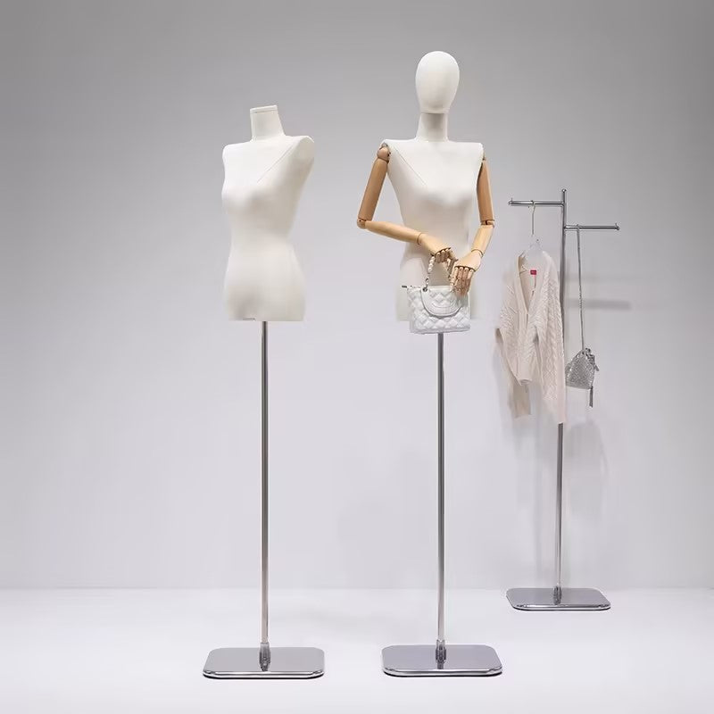 Adult female fabric half-body mannequin for window display