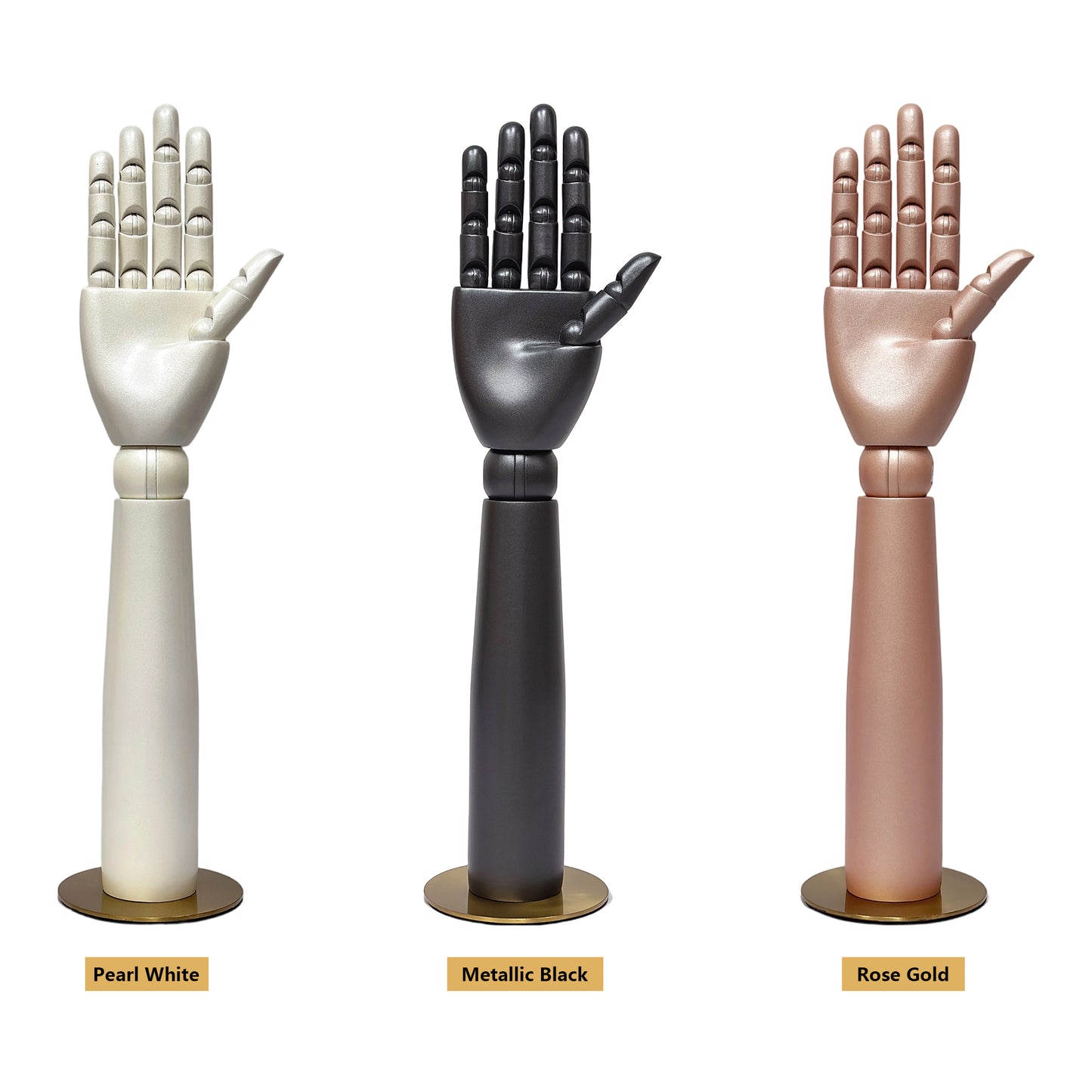 DE-LIANG Pearlescent Mannequin Head & Wooden Hand Display Set for Jewelry, Fashion & Retail