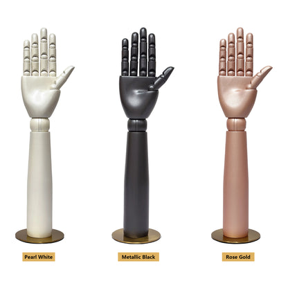 DE-LIANG Pearlescent Mannequin Head & Wooden Hand Display Set for Jewelry, Fashion & Retail