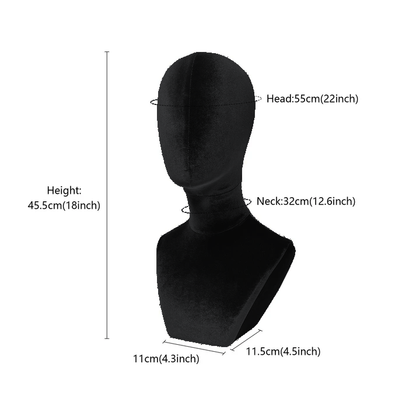 DE-LIANG - Maniquí de cabeza de terciopelo verde oliva de lujo, cabeza de espuma de tela sujetable con alfileres, maniquí femenino, soporte para sombreros, soporte para pelucas de encaje, perchero con tela
