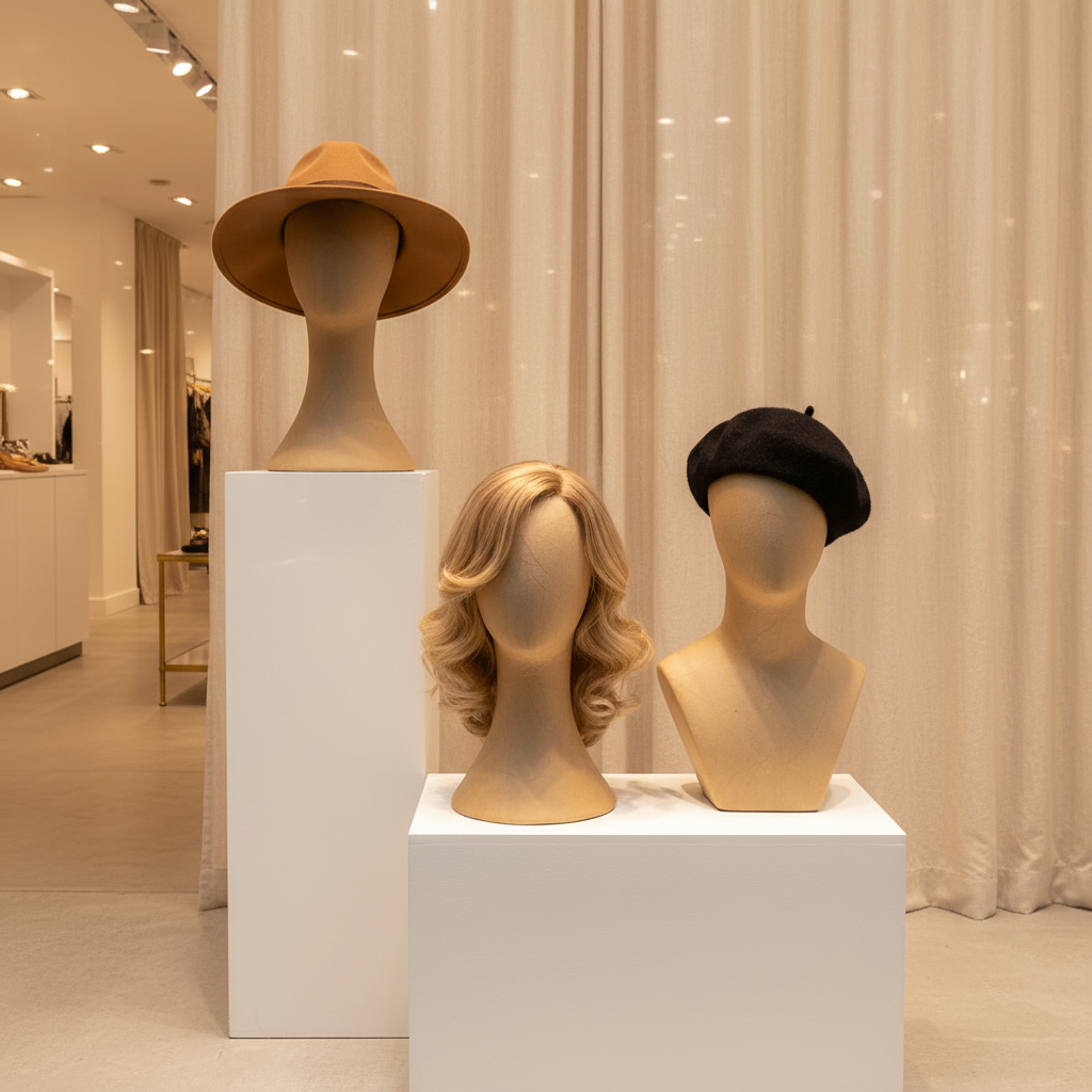 Boutique Window Display — Hats & Wigs
