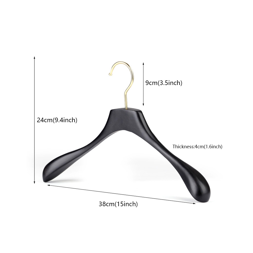 Quality Black Beech wooden Hanger With/ Without Pants Clip, Pants Coats Dress Woman Wedding Dress Bridal Veil Clothing Hanger, No Logo,1pcs