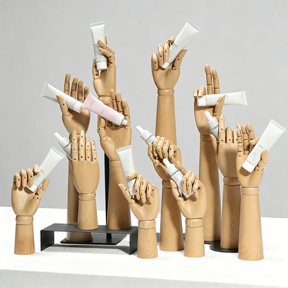 DE-LIANG Wooden Articulated Hand Mannequin – Flexible Wooden Display Hand for Jewelry/Rings/Artistic Styling